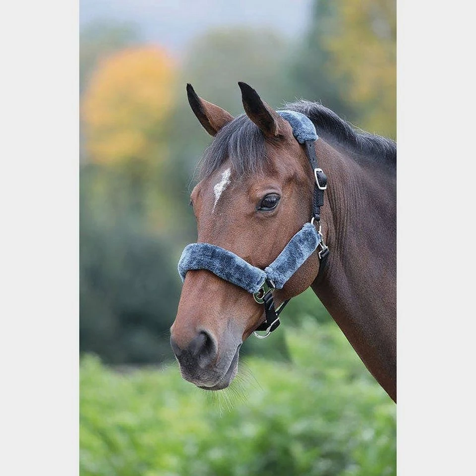 Fleece Lined Headcollar Black/Grey 3 Fleece Lined Headcollar Black/Grey