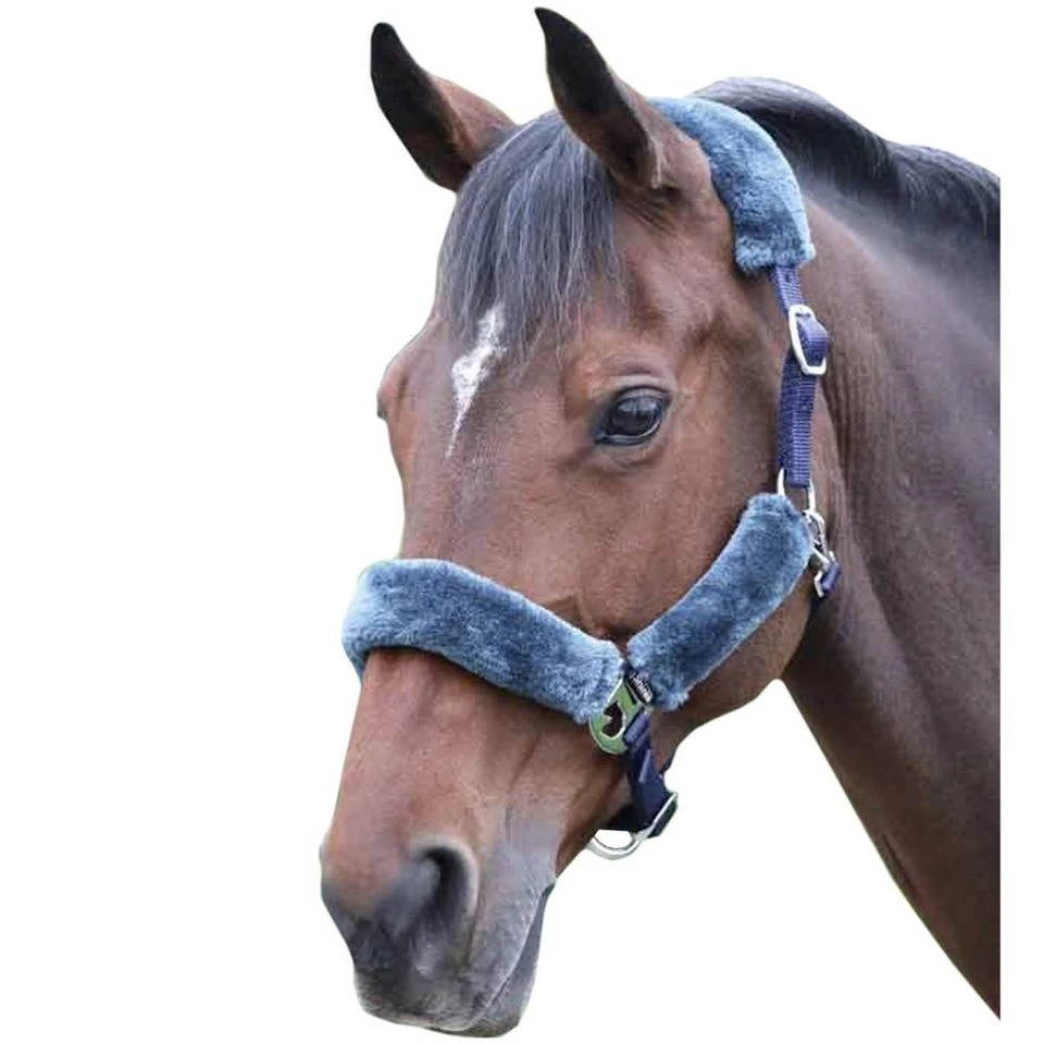 Fleece Lined Headcollar Navy/Grey 4 Fleece Lined Headcollar Navy/Grey - Image 2