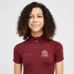 Childs Team Short Sleeve Base Layer Burgundy -Horse Riding Equipment Store go 517293 d