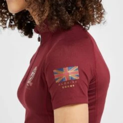 Childs Team Short Sleeve Base Layer Burgundy -Horse Riding Equipment Store go 517293 e