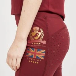 Ladies Team Riding Tights Burgundy -Horse Riding Equipment Store go 517302 f