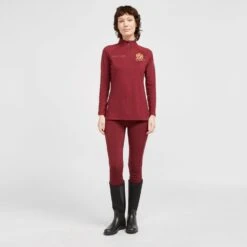 Ladies Team Long Sleeve Base Layer Burgundy -Horse Riding Equipment Store go 517315 c