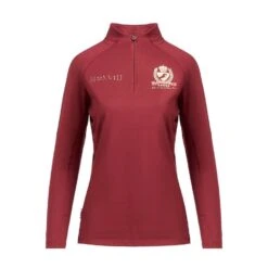 Ladies Team Long Sleeve Base Layer Burgundy -Horse Riding Equipment Store go 517315 u