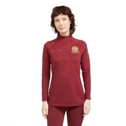 Ladies Team Long Sleeve Base Layer Burgundy -Horse Riding Equipment Store go 517315 z
