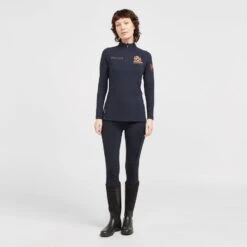 Ladies Team Long Sleeve Base Layer Navy -Horse Riding Equipment Store go 517316 c