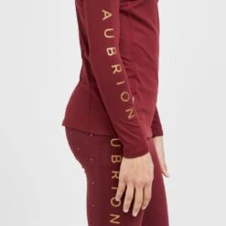 Childs Team Long Sleeve Base Layer Burgundy -Horse Riding Equipment Store go 517319 f