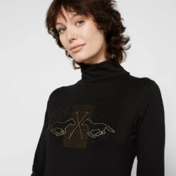 Ladies Cecile Long Sleeve Top Black -Horse Riding Equipment Store go 526491 d