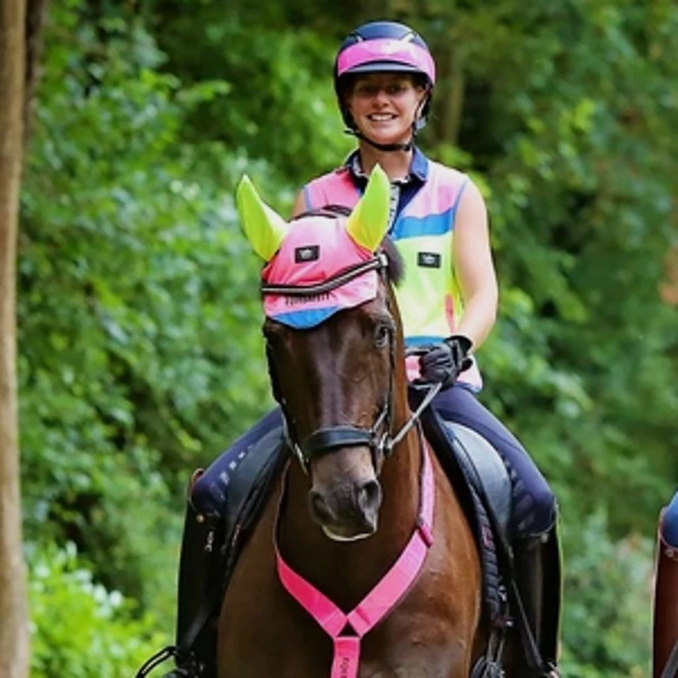 Charlotte Dujardin Reflective Multi-Coloured Mesh Horse Ears Pink/Yellow 4 Charlotte Dujardin Reflective Multi-Coloured Mesh Horse Ears Pink/Yellow - Image 2