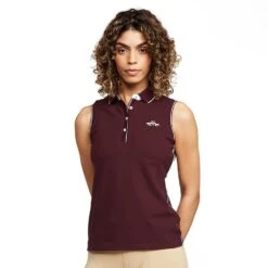 Womens Lia Sleeveless Polo Shirt Dark Berry 15 Womens Lia Sleeveless Polo Shirt Dark Berry -Horse Riding Equipment Store go 577056 z
