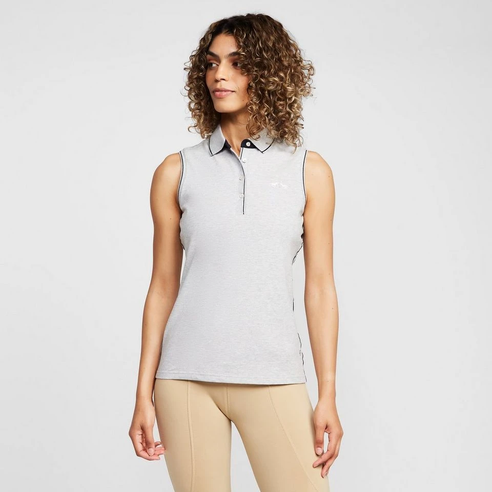 Womens Lia Sleeveless Polo Shirt Grey Heather 3 Womens Lia Sleeveless Polo Shirt Grey Heather