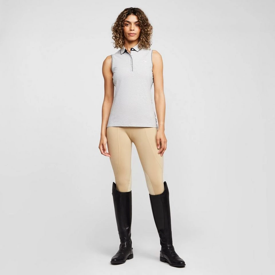 Womens Lia Sleeveless Polo Shirt Grey Heather 5 Womens Lia Sleeveless Polo Shirt Grey Heather - Image 3