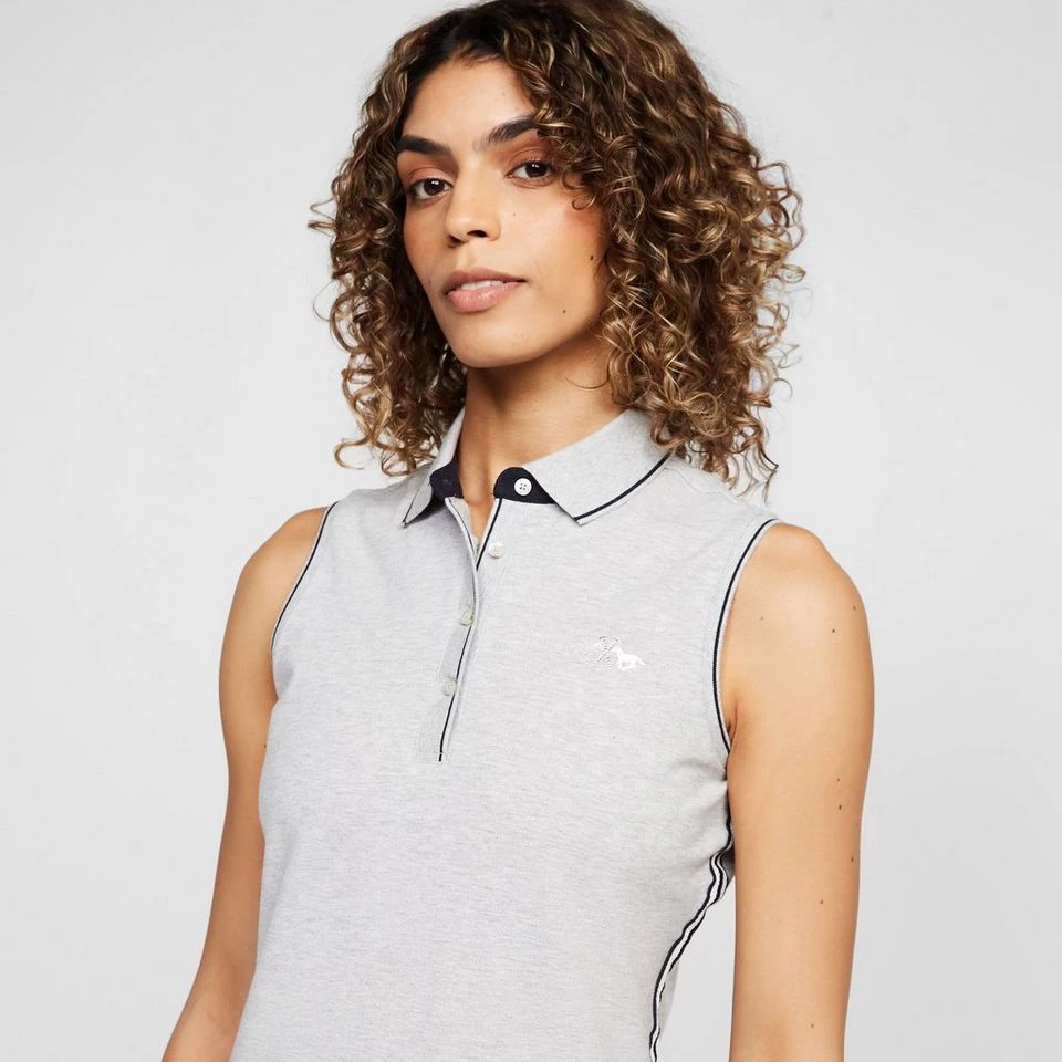 Womens Lia Sleeveless Polo Shirt Grey Heather 6 Womens Lia Sleeveless Polo Shirt Grey Heather - Image 4