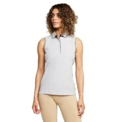 Womens Lia Sleeveless Polo Shirt Grey Heather 15 Womens Lia Sleeveless Polo Shirt Grey Heather -Horse Riding Equipment Store go 577057 z