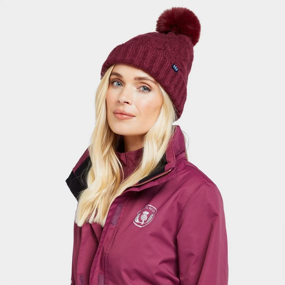 Chunky Knit Bobble Hat In Wine 4 Chunky Knit Bobble Hat In Wine - Image 2