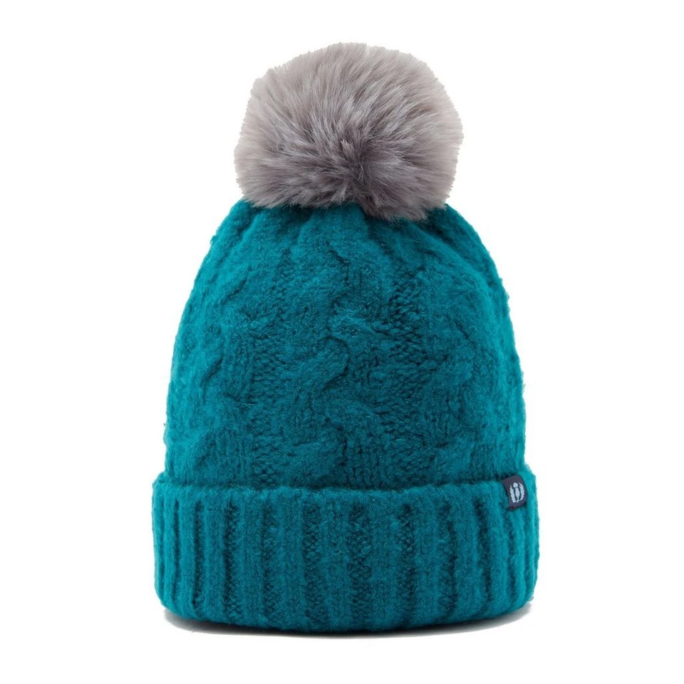 Chunky Knit Bobble Hat In Ocean Blue 6 Chunky Knit Bobble Hat In Ocean Blue - Image 4